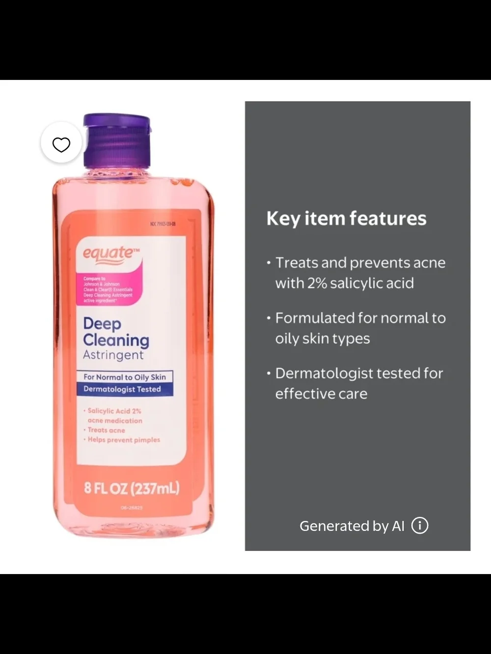 Equate Deep Cleaning Astringent Toner - Pink (8 fl oz)